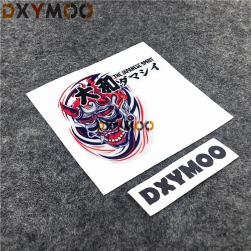 Japan JDM DAHE Mask Man Cool Car Stickers THE JAPANESE SPIRIT Reflective Motorcycle Decals 11.3x10cm