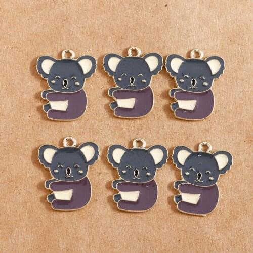 10pcs 21*21mm Animal Charms Enamel Cartoon Koala Charms Pendants for Jewelry Making Drop Earrings Necklaces DIY Crafts Supplies