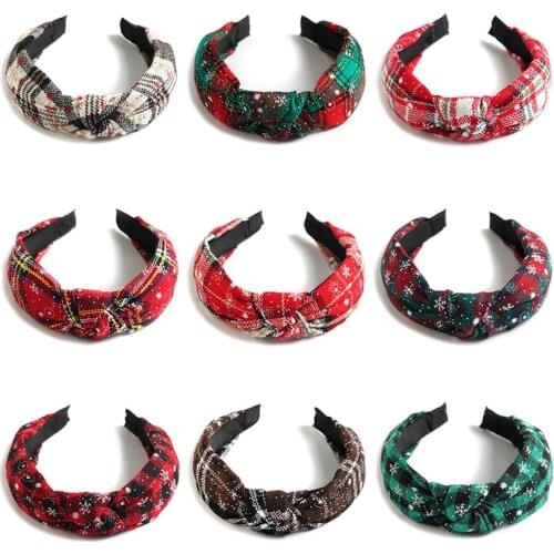 10pcs/lot Christmas Top Knot Headband for Women Ladies Headdress Print Cloth Hairband Hair Accessories Christmas Gift for Her