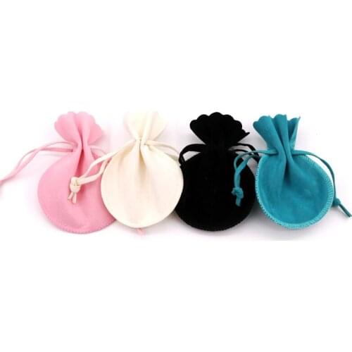 10PCS 8*9.5CM Fine Flannelette Bag Bundle Mouth Design Portable Fashion Exquisite Headdress Earrings Packaging