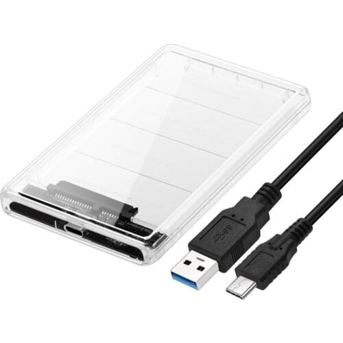 2.5 inch Clear Hard Disk Case Portable USB Type-C to SATA HDD SSD Transparent Slide Mobile Enclosure Computer Accessories
