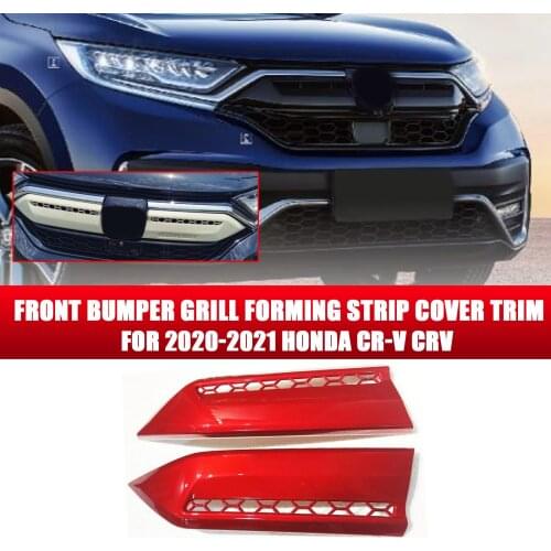 2PC ABS black front bumper grill forming strip trim For 2020-2021 Honda CR-V CRV Car styling accessories