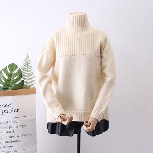 2018 Sweater Women Korean High Lead Rendering Upper Garment Woman Pullover Pit Bar Solid Color Knitting Unlined Thick And M2601