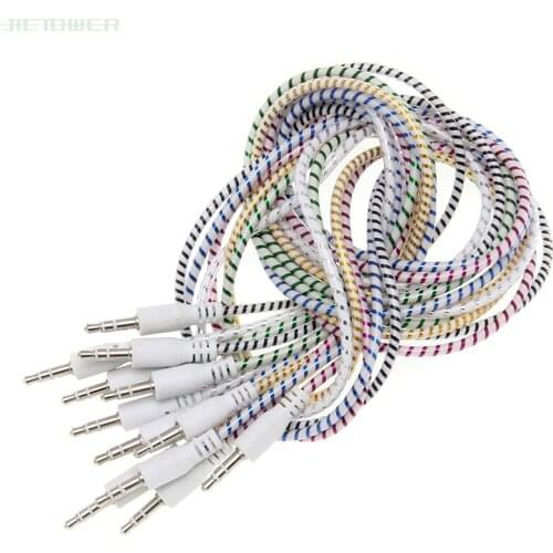 3.5mm Audio Cable Plastic ring 3.5 jack to jack aux cord 1m Headphone Speaker AUX Cable for iphone 5 6 samsung Car MP3 500pcs