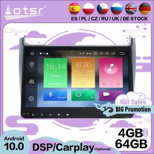 4+64GB Carplay Multimedia Stereo Android 10.0 Player For VW Polo 2012 2013 2014 2015 2016 GPS BT Audio Radio Receiver Head Unit