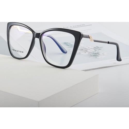 46962 Tr90 Plastic Titanium Cat Eye Glasses Frame Men Women Optical Fashion Anti Blue Computer Eyeglasses