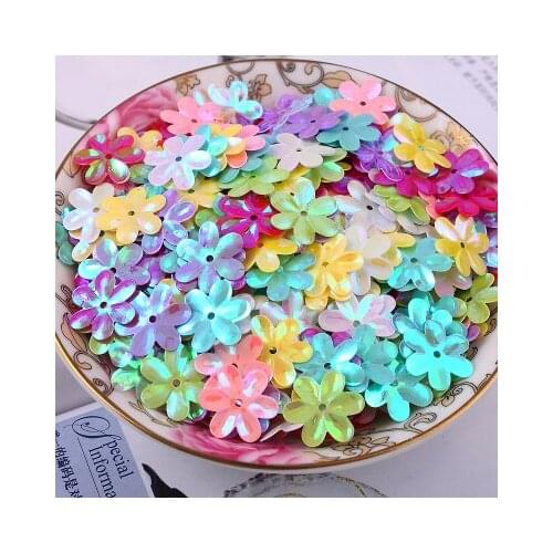 600pcs/lot 15mm Flower Sequins Cup Six Petals With 1 Center Hole Plum Blossom Mix Colors Confetti