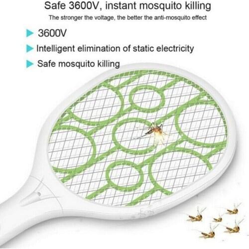 Mosquito Swatter Killer Led Light Tennis Bat Hand-Held Racket Rechargeable Electric Fly Insect Racket Zapper Killer New