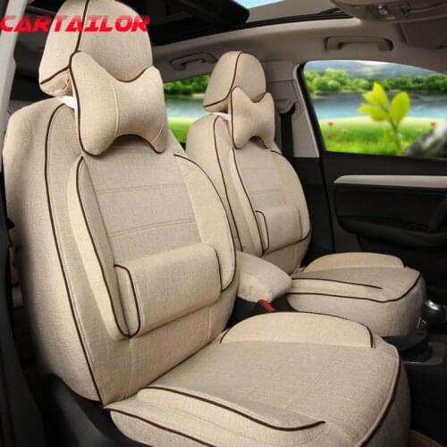 CARTAILOR Front & Rear Cover Seats for Volvo XC60 Car Seat Cover Linen Cloth Car Cushion Covers Airbag Black Auto Seat Protector