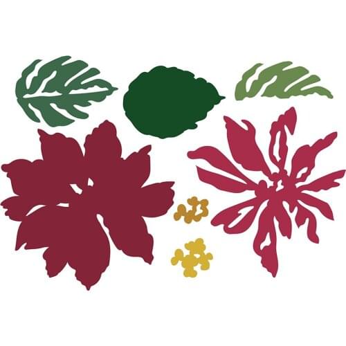 Large Leaves Layered Poinsettia Flower 2021 New Arrivals Cutting Dies for Scrapbooking Album Paper Cards Decorative Crafts Big