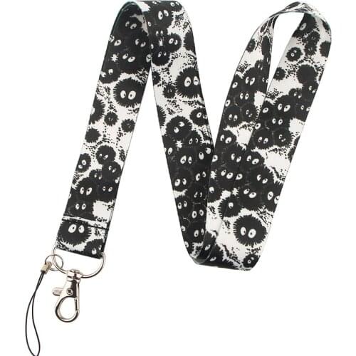 ER096 Cartoon Black Briquettes Keychain Tags Strap Neck Lanyards For Keys ID Card Pass Gym Phone USB Badge Holder DIY Hang Rope