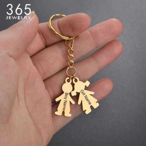 Fashion Family Boy Girl Key Rings Unisex Friends Personalized Engraved Name Date Keychain Meanful Gifts
