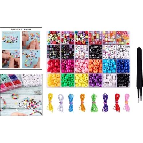 Opaque Color 6 x 9mm 360pcs Pony Beads + 600x Acrylic Alphabet Beads for DIY Necklace Jewelry Making Crafts Accessories