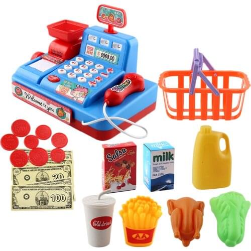 Kids Supermarket Food Pretend Play Set Cash Register Shopping Toys Gift