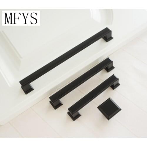 3.75"5"6.3" Black Silver Dresser Drawer Handles and Knobs Zinc alloy Backplate / Kitchen Cabinet Door Knobs Handle 96 128 192mm