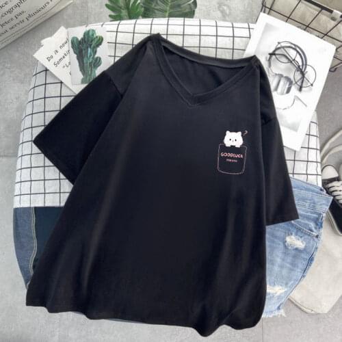 Summer Harajuku Cute Little Rabbit Pattern Ullzang T-shirts Cotton Casual Tee Shirt Short Sleeved Loose Oversized T shirts Women