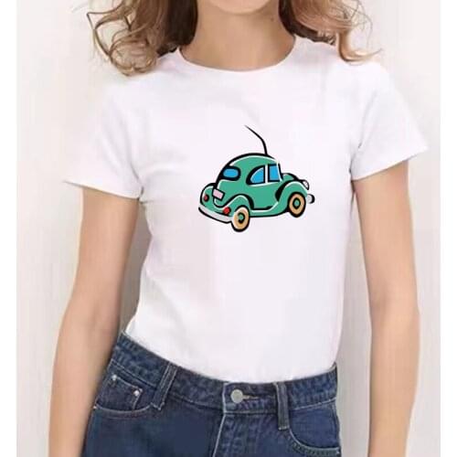 Oversized Women T Shirt Car Print Summer Short Sleeve T-shirts Top T Shirt Ladies Womens Graphic Ullzang Aesthetic Streetwears