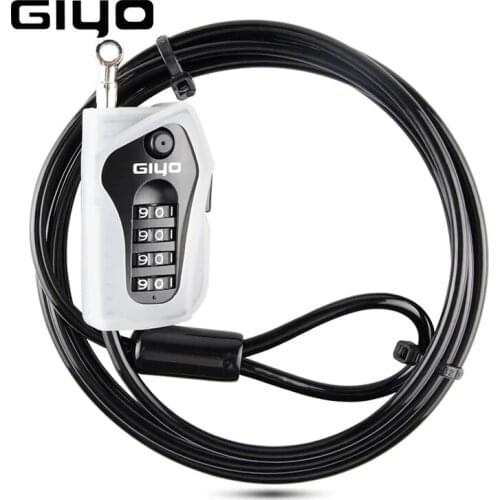 GIYO Bicycle Cable Lock Ski board Motorcycle MTB Road Bike Lock Anti-Theft Combination 4 Digit Code Helmet Wire Lock For Bicycle