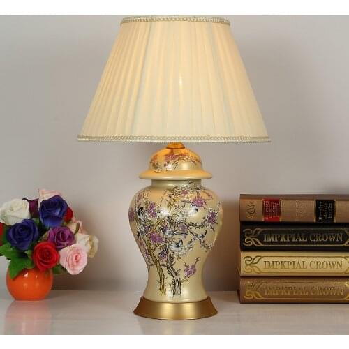 Art Chinese porcelain ceramic table lamp bedroom living room wedding table lamp Jingdezhen light vintage porcelain table lamp