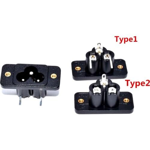 IEC 60320 C6 Low Current Inlet AC Power with 3 Pin Socket Side Flang and Screw on Mounting Solder Terminal