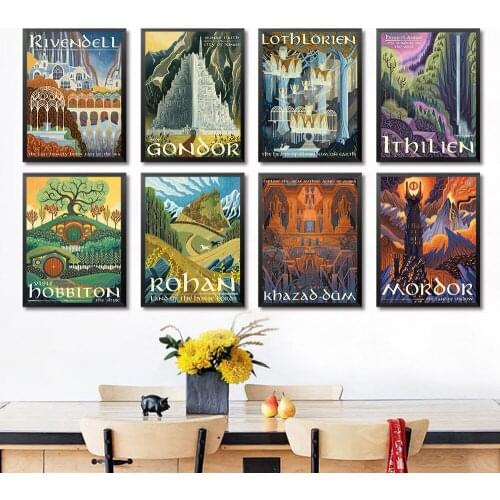 Canvas Painting Travel Middle Earth Landscape Wall Art Poster Nordic Print Nature Decoration Pictures Modern Home Decor No Frame