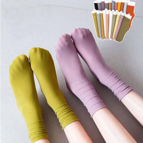 5 Pairs Lot Summer Thin Solid Womens Socks Set Harajuku Simplicity White Long Socks Kawaii Nude Fashion for Schoolgirl Japanese