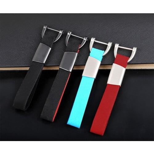 Leather Key Chain for Men Women Luxury Soft Leather Keychain Car Bag Keyring Horseshoe Buckle Pendant Gift with Number Card Free