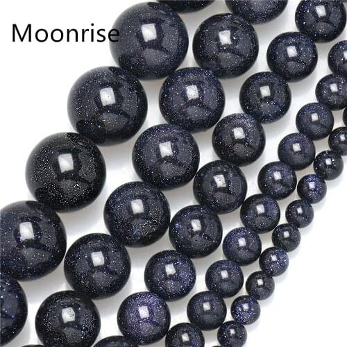 Natural Blue SandStone Round Loose Beads 16" Strand 4 6 8 10 MM Pick Size For Jewelry Making HK034