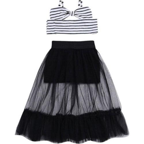 Fashion Newborn Kids Baby Girl Stripes Sleeveless Crop Tops Shorts Skirt Outfits Clothes O-neck Sleeveless 6M-5T Cotton Cute