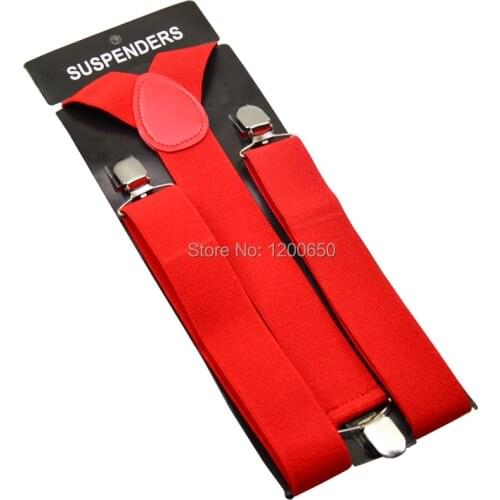 120cm Mens Unisex Clip-on Braces Elastic 3.5cm Wide wine red larger Suspenders Y-back Suspender Wholesale & Retail
