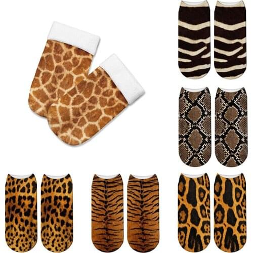 Cool Zebra Skin 3D Printing Sock Women Fashion Funny Snake Low Cut Ankle Socks Calcetines Hosiery Animal Shapes Meias Socks Lady