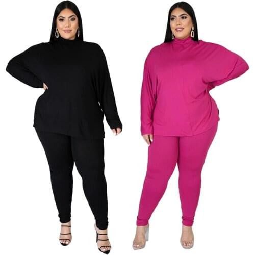 Fall Clothes Women Turtleneck Long Sleeve Top Pants Set Tracksuit Plus Size 2 Piece Sets Womens Outfits Wholesale Dropshipping