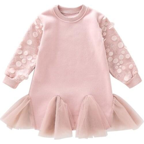 3-13Y Princess Toddler Baby Girls Dress Ruffles Long Lantern Sleeve Solid Mini Trumpet Party Dresses