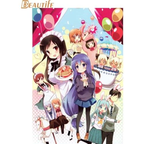 Gochuumon wa Usagi Desu ka Poster Cloth Silk Poster Home Decoration Wall Art Fabric Poster Print 30X45cm,40X60cm.50X75cm,60X90cm