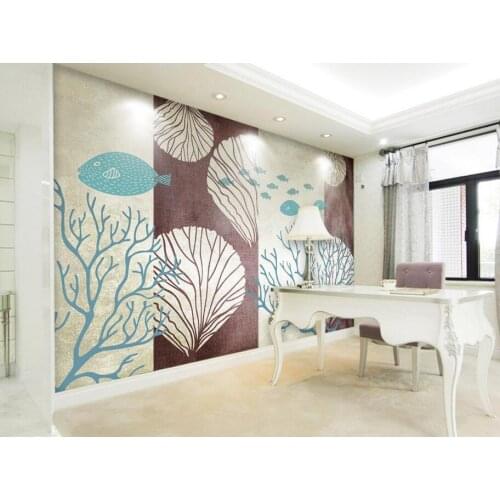 Custom childrens wallpaper,Hand-painted abstract underwater world,3D cartoon murals for childrens room wall vinyl wallpaper