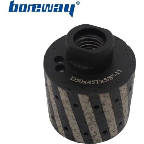 Supply D50*45T*5/8"-11 Zero Tolerance Resin Filled Diamond Drum Wheel Install On Portable Angle Machine For Grinding Stone