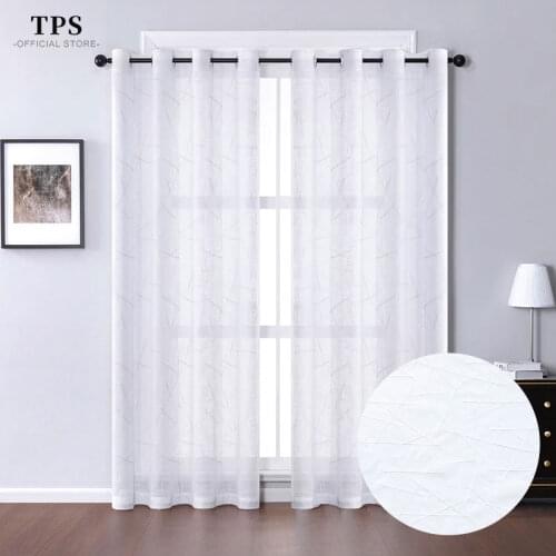 TPS Simplicity Striped Tulle Sheer Curtain For Living Room Bedroom Kitchen Modern Window Treatment Voile White Tulle Curtains