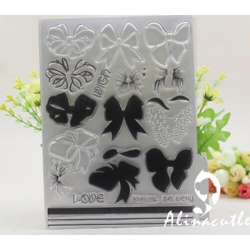 CLEAR STAMPS CUTTING DIES layered bow tie strap Alinacraft Scrapbook paper craft silicon rubber roller transparent clear stamp