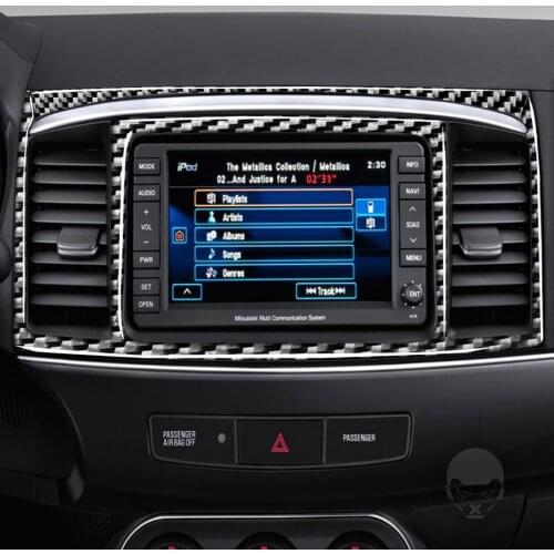Carbon Fiber Navigation Panel Frame Cover Trim with Air Freshener for Mitsubishi Lancer EVO 08-15