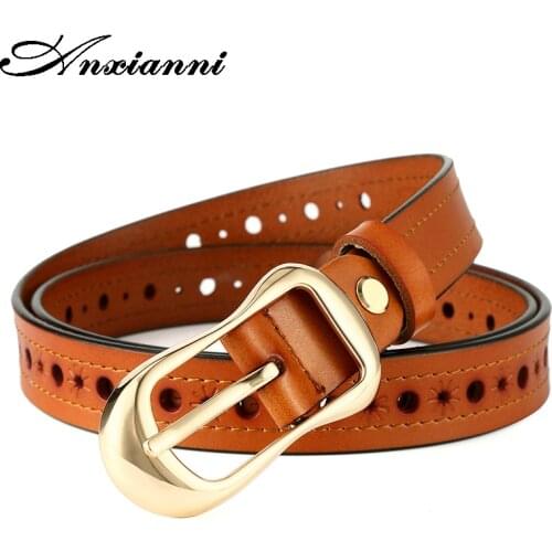 Luxurious Quality Cowskin Leather Vintage Designer Belt Female Pin Buckle Belts For Women Waistband Solid Retro Waist Strap