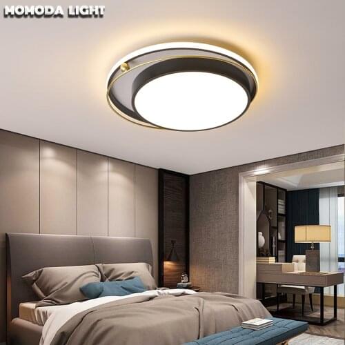 MOMODA Led Ceiling Lamps Modern Nordic Black Round Lightings for Bedroom Kitchen Home Decor Lights for Room Lampe Fixtures