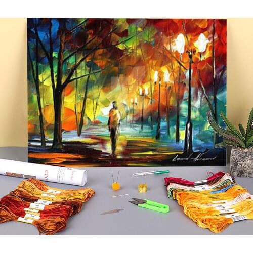 Contemplation Printed Water-Soluble Canvas 11CT Cross-Stitch Kit DIY Embroidery DMC Threads Craft Handicraft Wholesale