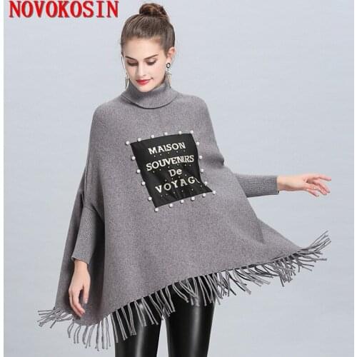 2018 Winter Warm Knitted Cape Patchwork Maison Souvenirs De Voyage Sweater Autumn Pullover Fashion Women Loose Tassel Poncho