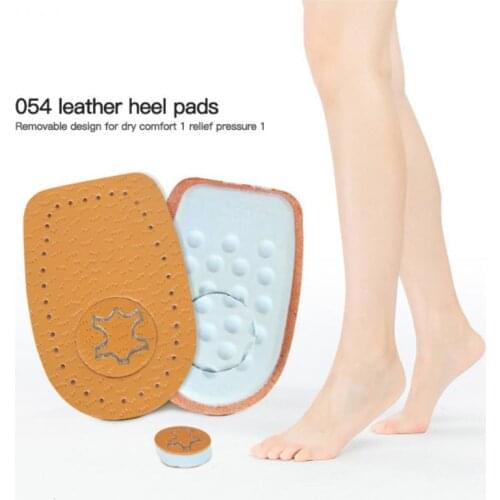 1 Pair Leather Heel Pads Insoles Latex Heel Pads Cushioning Shock Absorption Sports Half Size Pads Insoles Leather Pads Cushion