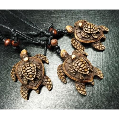 FREE SHIPPING 12 pcs Imitation Bone Resin Double Tortoise Turtle Charms Surfer Necklace