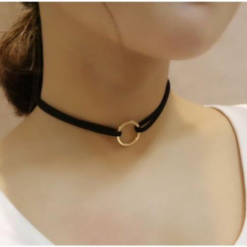 12 piece/lot Women Korean Fashion Minimalist Metal Circle Flannel Short Necklace 2016 New Jewelry Wholesale