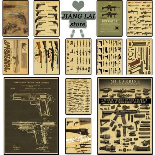 World Famous Gun Posters Military Fans Vintage Poster Kraft Paper Decorative Painting Kraft Paper Posters Wall Decor
