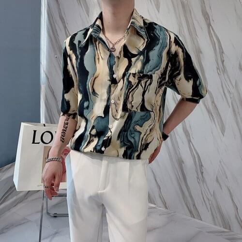 2021 Hawaiian Shirt Men Summer Short Sleeve Loose Casual Shirt Streetwear Hip Hop Harajuku Male Clothes Camisas Para Hombre
