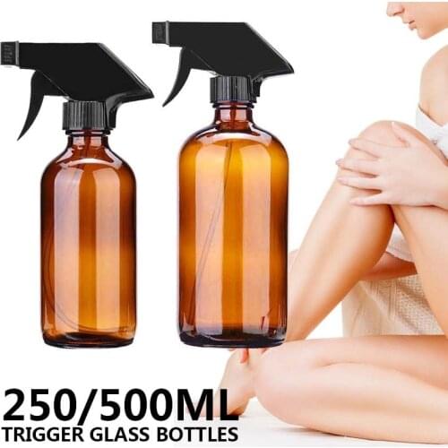 250mL/500ML Amber Glass Bottles With Black Trigger For Mist Stream Aromatherapy Essential Oil Spray Bottles