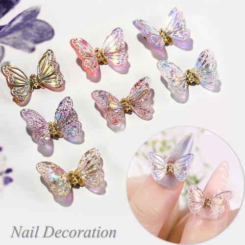 3D Plastic Butterfly Glitter AB Nail Art Rhinestones Decorations Lovely Nail Decals Jewelry DIY Makeup Manicure Accessories